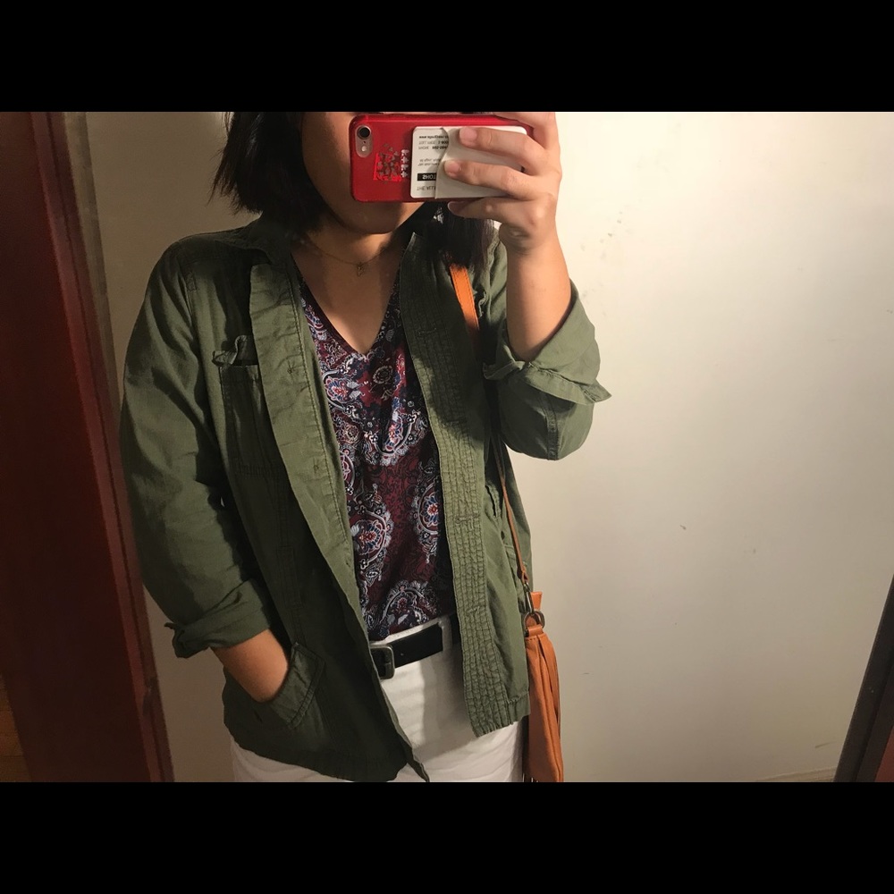 French Cuff Olive Green Jacket with Belt
